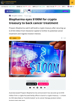 Propanc Biopharma Secures up to $100 million for Crypto Treasury