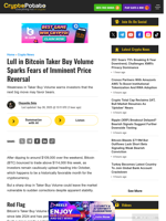 Lull in Bitcoin Taker Buy Volume Sparks Fears of Imminent Price Reversal