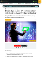 Bitcoin Faces Key Test Under $120K After Sticky CPI Print