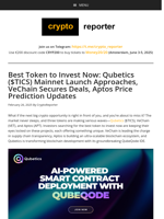 Best Token to Invest Now: Qubetics’ Mainnet Arrives—VeChain News and Aptos Price Prediction in Focus!