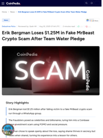 Erik Bergman Loses $1.25M in Fake MrBeast Crypto Scam
