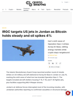 IRGC targets US jets in Jordan as Bitcoin holds steady and oil spikes 4%