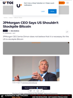 JPMorgan CEO Says US Shouldn't Stockpile Bitcoin