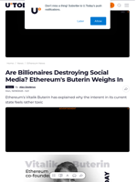 Are Billionaires Destroying Social Media? Ethereum's Buterin Weighs In - U.Today