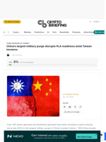 China's largest military purge disrupts PLA readiness amid Taiwan tensions