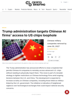 Trump administration targets Chinese AI firms' access to US chips loophole