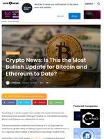 Crypto News: Is This the Most Bullish Update for Bitcoin and Ethereum to Date? | Live Bitcoin News