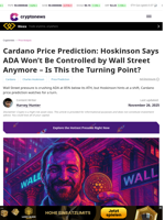 Cardano Price Prediction: Hoskinson Says ADA Won’t Be Controlled by Wall Street Anymore – Is This the Turning Point?