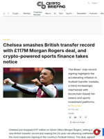 Chelsea smashes British transfer record with £117M Morgan Rogers deal, and crypto-powered sports finance takes notice