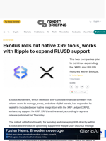 Exodus rolls out native XRP tools, works with Ripple to expand RLUSD support