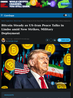 Bitcoin Steady as US-Iran Peace Talks in Limbo amid New Strikes, Military Deployment