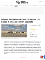 Islamic Resistance in Iraq threatens US bases if attacks on Iran escalate