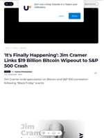 'It's Finally Happening': Jim Cramer Links $19 Billion Bitcoin Wipeout to S&P 500 Crash - U.Today