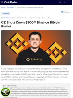 CZ Shuts Down $300M Binance Bitcoin Rumor