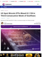 Bitcoin ETFs Bleed $1.11B in Third Consecutive Week of Outflows