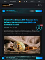 WisdomTree Bitcoin ETF Records Zero Inflows: Market Sentiment Shifts to Cautious Stance - Blockchain.News