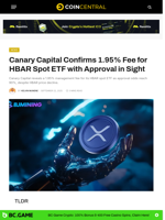 Canary Capital Confirms 1.95% Fee for HBAR Spot ETF