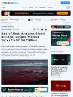 Sea of Red: Altcoins Bleed Billions, Crypto Market Sinks to $2.84 Trillion  – Market Updates Bitcoin News