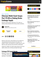 Ethereum Wallet Count Surges Past 175.5M as Staking Drains Exchange Supply