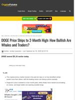 DOGE Price Ships to 2-Month High: How Bullish Are Whales and Traders?