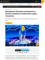 Metaplanet’s CEO Joins Sora Ventures In Korean Deal Targeting Crypto Strategy