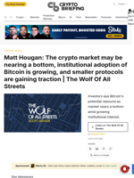 Matt Hougan: The crypto market may be nearing a bottom, institutional adoption of Bitcoin is growing, and smaller protocols are gaining traction | The Wolf Of All Streets
