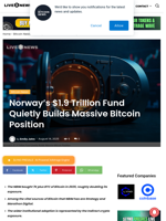 Norway’s $1.9 Trillion Fund Quietly Builds Massive Bitcoin Position | Live Bitcoin News