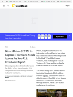 Tokenized Stock Startup Dinari Raises $12.7M Series A Led by Hack VC, Blockchange Ventures