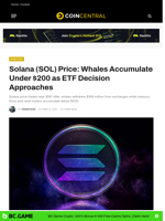 Solana (SOL) Price: Whales Accumulate Under $200 as ETF Decision Approaches - CoinCentral