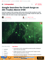 Google Searches for Zcash Surge as ZEC Trades Above $100 - Coinspeaker