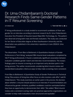 Dr. Uma Chidambaram’s Doctoral Research Finds Same-Gender Patterns in IT Résumé Screening | Visionary Financial