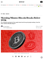 Morning Minute: Bitcoin Breaks Below $95K - Decrypt