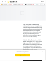 Ethereum Staking Shake-Up: Lido's Share Falls as Figment Posts Month’s Biggest Gain