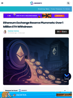 Ethereum Exchange Reserve Plummets: Over 1 Million ETH Withdrawn