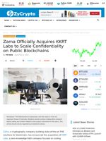 Zama Officially Acquires KKRT Labs to Scale Confidentiality on Public Blockchains