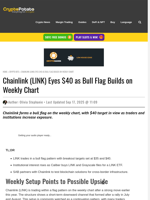 Chainlink (LINK) Eyes $40 as Bull Flag Builds on Weekly Chart