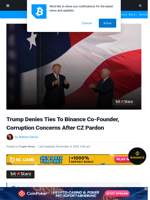 Trump Denies Ties To Binance's CZ, Corruption Concerns
