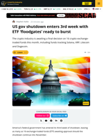 Crypto Markets Wait as US Government Shutdown Drags On