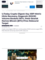U.Today Crypto Digest: Key XRP Metric Hints Recovery, Dogecoin (DOGE) Volume Rockets 197%, Peter Brandt Names Bitcoin (BTC) Price Rebound Target - U.Today
