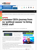 Coinbase CEO's journey from no 'political causes' to hiring DOGE staff - The Crypto News Wire