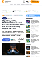 Liquidity, ETFs, Stablecoins: Binance Research Report Charts the Metrics Driving Crypto in 2025 – Crypto News Bitcoin News