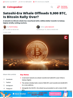 Satoshi-Era Whale Offloads 9,000 BTC, Is Bitcoin Rally Over? - Coinspeaker