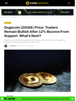 Dogecoin (DOGE) Price: Traders Remain Bullish After 12% Bounce From Support. What's Next? - CoinCentral