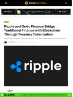 Ripple and Ondo Finance Bridge Traditional Finance with Blockchain Through Treasury Tokenization - CoinCentral