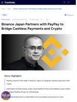 Binance Japan Partners with PayPay to Bridge Cashless Payments and Crypto