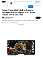 Don't Chase XRP's Price Bounce, Bollinger Bands Signal After $200 Million Short Squeeze - U.Today