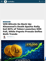 Will Bitcoin Go Back Up: Khamenei’s Death Sparks Rally but 80% of Token Launches Still Fail, While Pepeto Presale Defies Both Trends - TechBullion