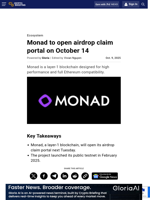 Monad to open airdrop claim portal on October 14