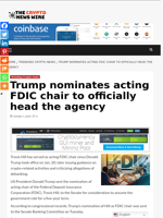 Trump nominates acting FDIC chair to officially head the agency - The Crypto News Wire