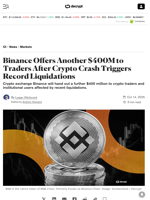 Binance Offers Another $400M to Traders After Crypto Crash Triggers Record Liquidations - Decrypt